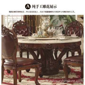 Table ronde de salle à manger baroque sculptée à la main de style américain